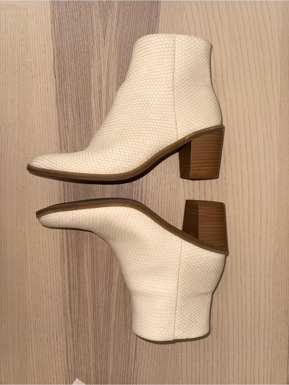 Universal Thread Cream Ankle Boots with Wood Block Heel